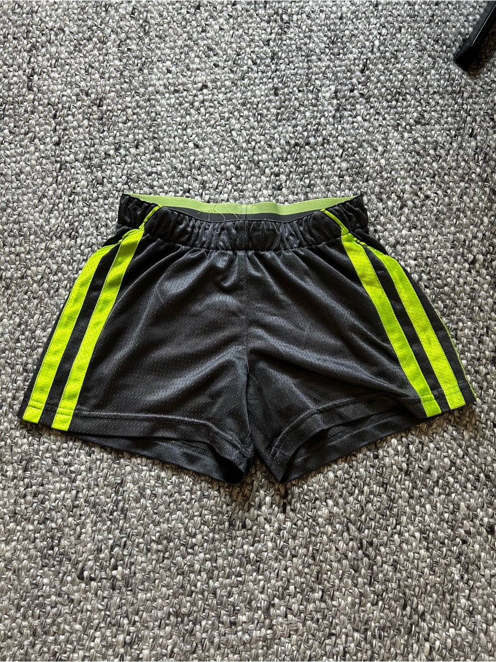 Adidas Grey and Neon Green three striped shorts lined XS Active Shorts